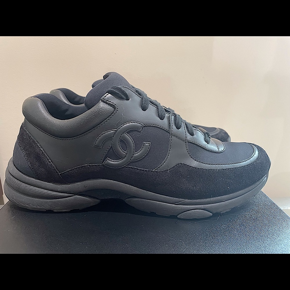 Men’s Chanel Black Suede Logo Sneaker